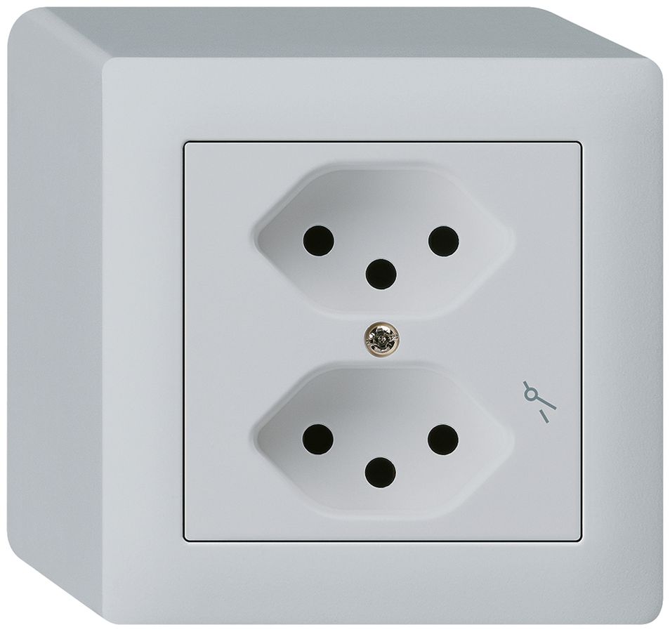 AP-Steckdose kallysto 2×T13/1 hellgrau