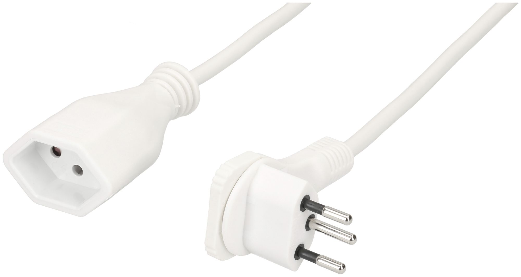 Rallonge MH T12 angle plat/T13 sécurité enfants Td 3×1mm² 1m blanc