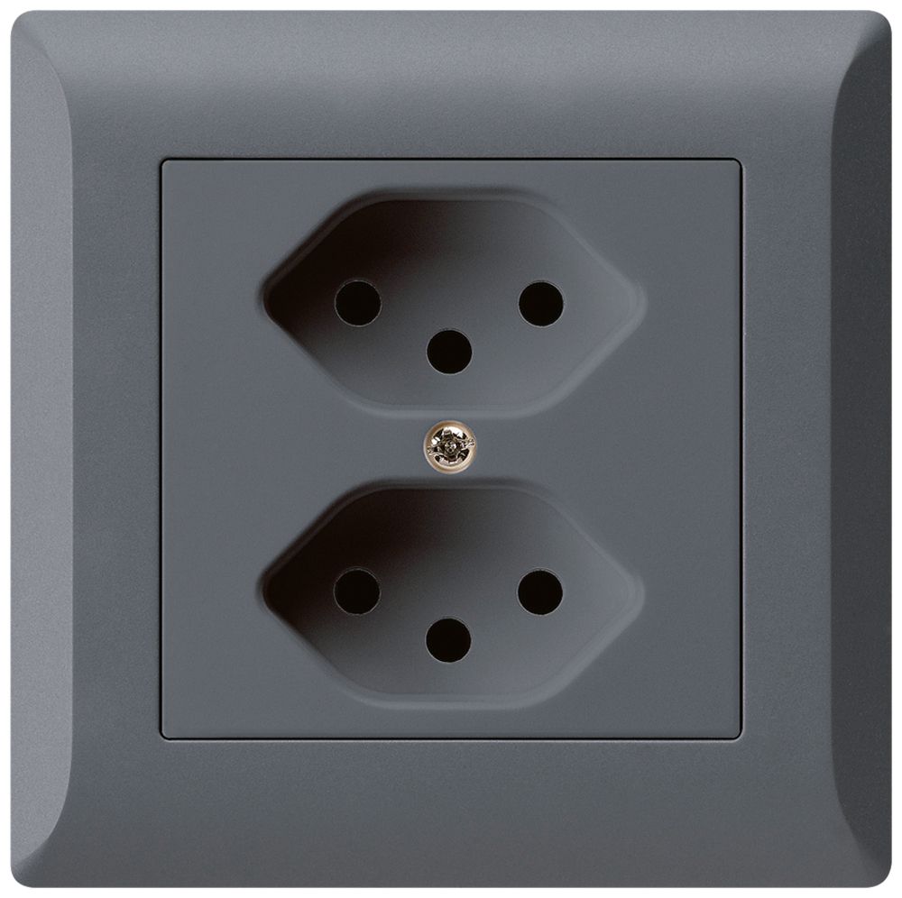 Prise ENC kallysto.line 2×T13 anthracite avec sécurité enfants