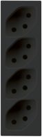 Prise INC 4×type 13 bornes enfichables FLF noir