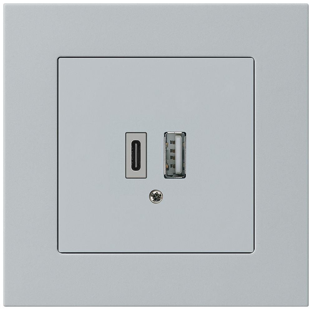 UP-USB-Ladesteckdose kallysto.pro 18W PD 1×Typ A+1×Typ C hellgrau