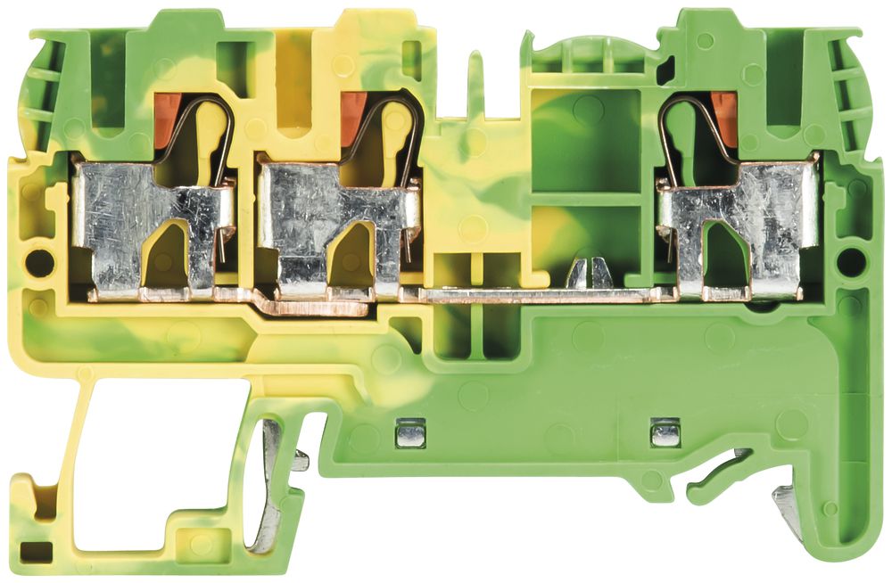 Borne de terre joignable WTP 0.2…4mm² 3×racc.broches 1 ét.rail TH35/G32 vt/jn