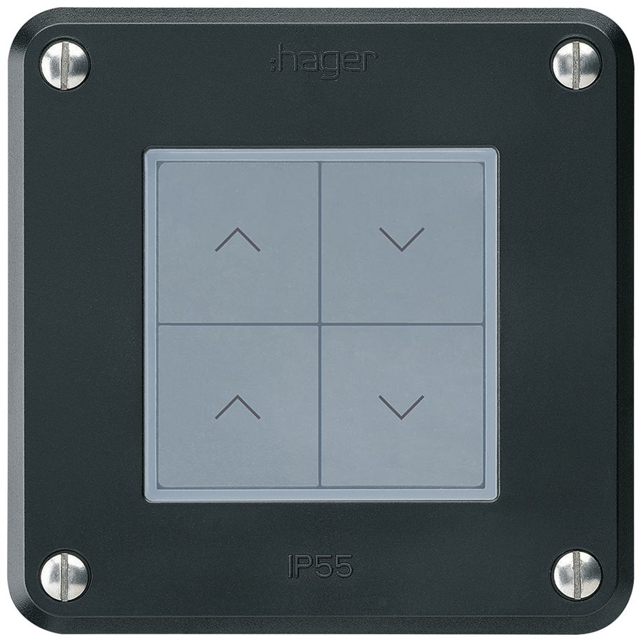 KNX-Storentaster Hager BA robusto A 4-fach 86×86mm schwarz