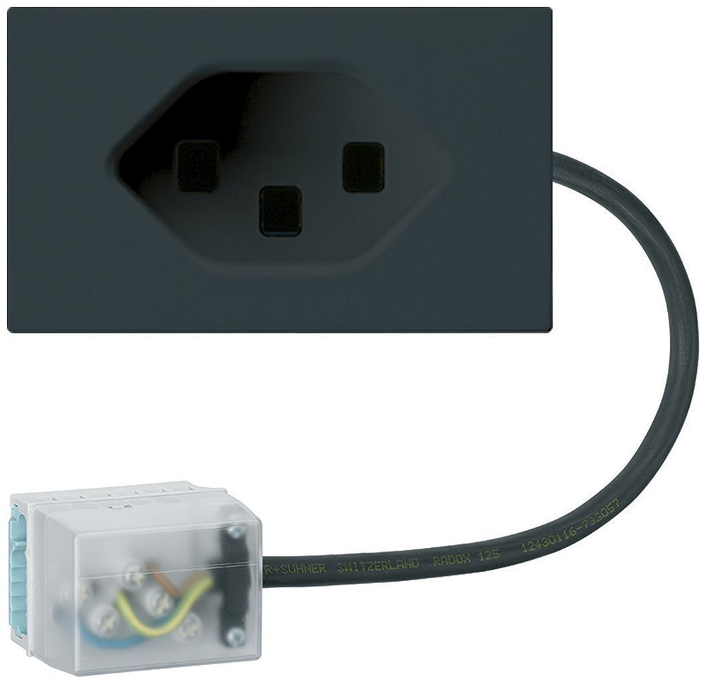 Prise INC 1×type 23 Hager FLF pour câble plat Ecobus power L3 noir