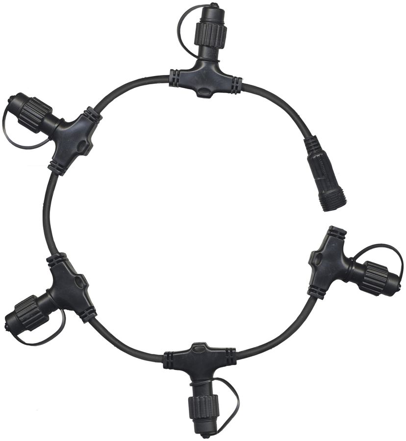 Ring-Verteiler System 24 Extra, schwarz, mit 5 Schraubabgängen