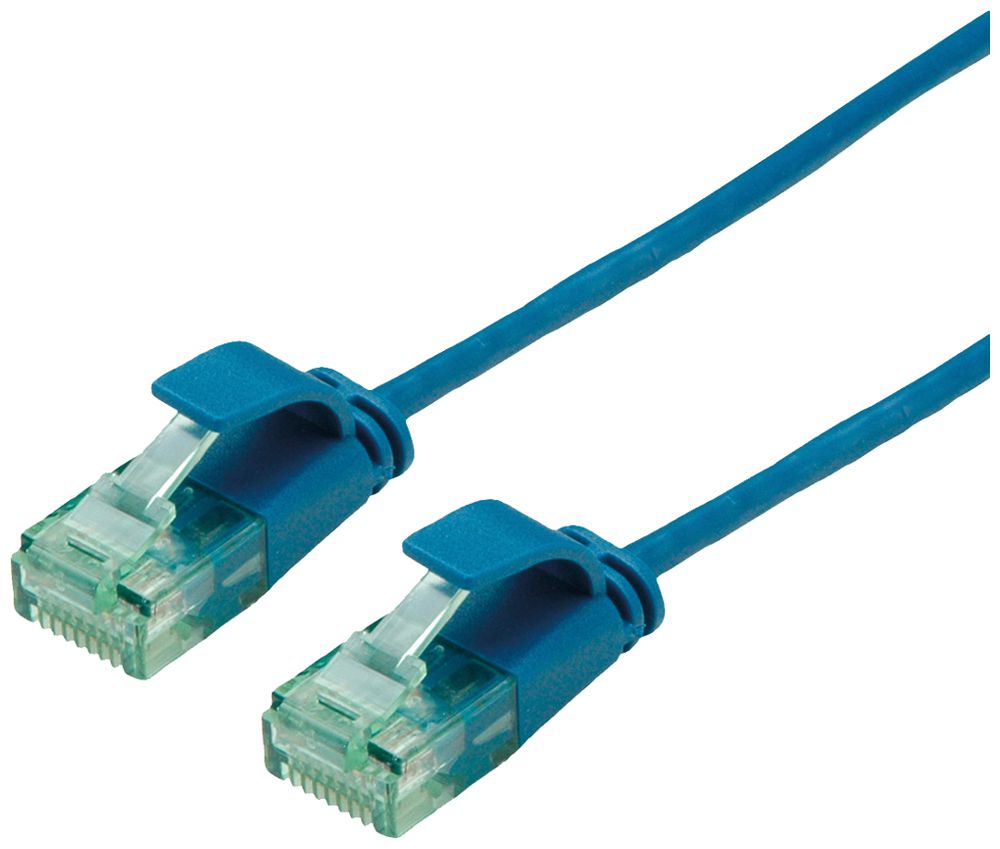 Cavo patch RJ45 ROLINE RM DataCenter slim cat.6A U/UTP AWG32 TPE blu 2m