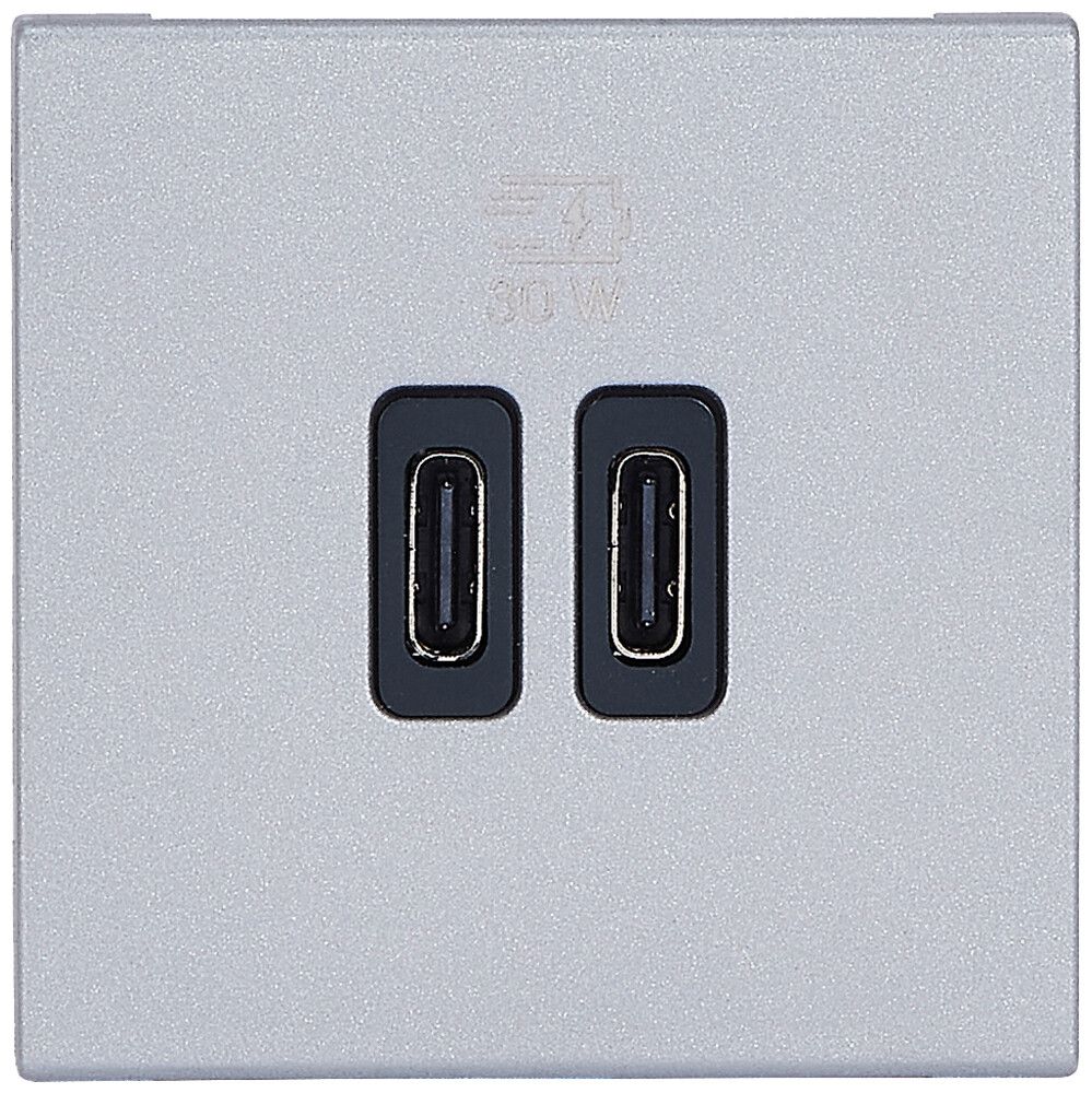 Presa di carica USB INS Legrand MOSAIC 2×USB-C 3000mA OUT:5V alluminio