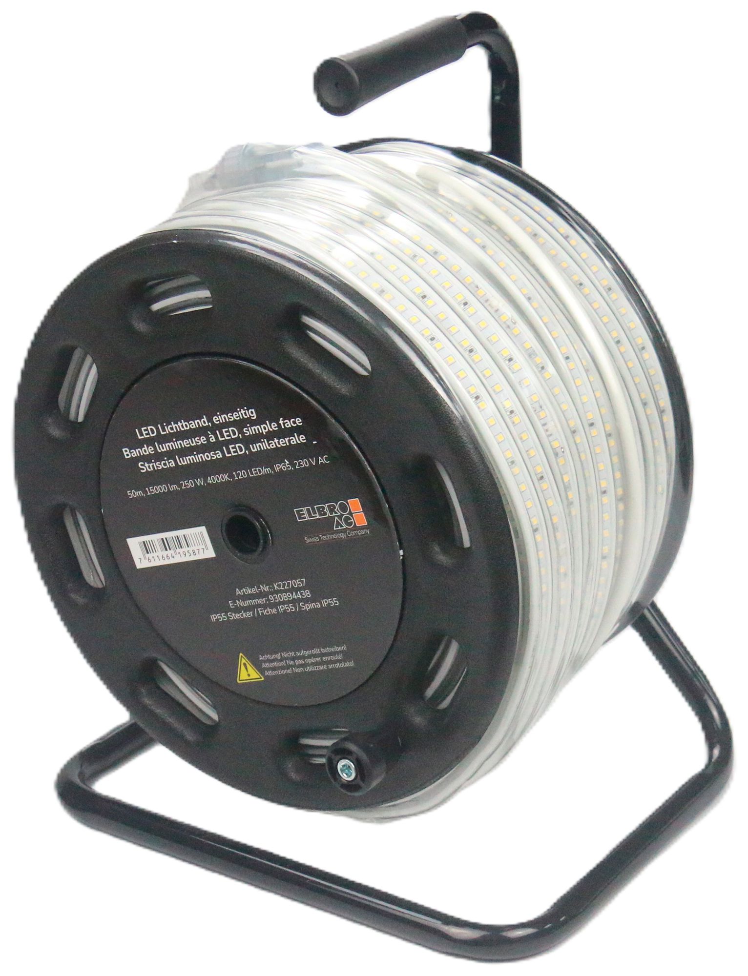 Striscia luminosa LED ELBRO AG su svolgitore L=50m 250W 4000K IP65