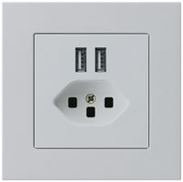 UP-Steckdose 2×USB & T23 kallysto.pro 2400mA hellgrau
