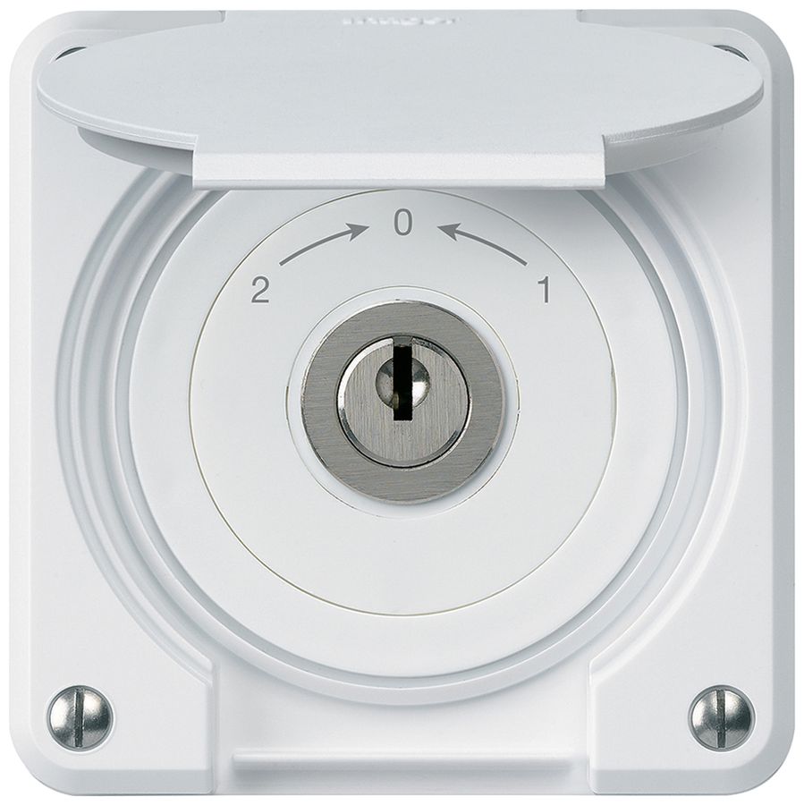 Contact pivotant à clé ENC robusto IP55 blanc avec clapet inverseur