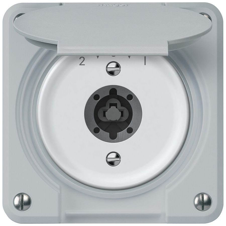 Schlüsselschwenktaster robusto 1P 2NO 2CO 20A 250V 86×86mm grau
