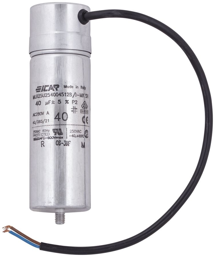 Condensatore ICAR MLR25U2540045128/I-C 40µF 400V per avviamento Ø45×128mm