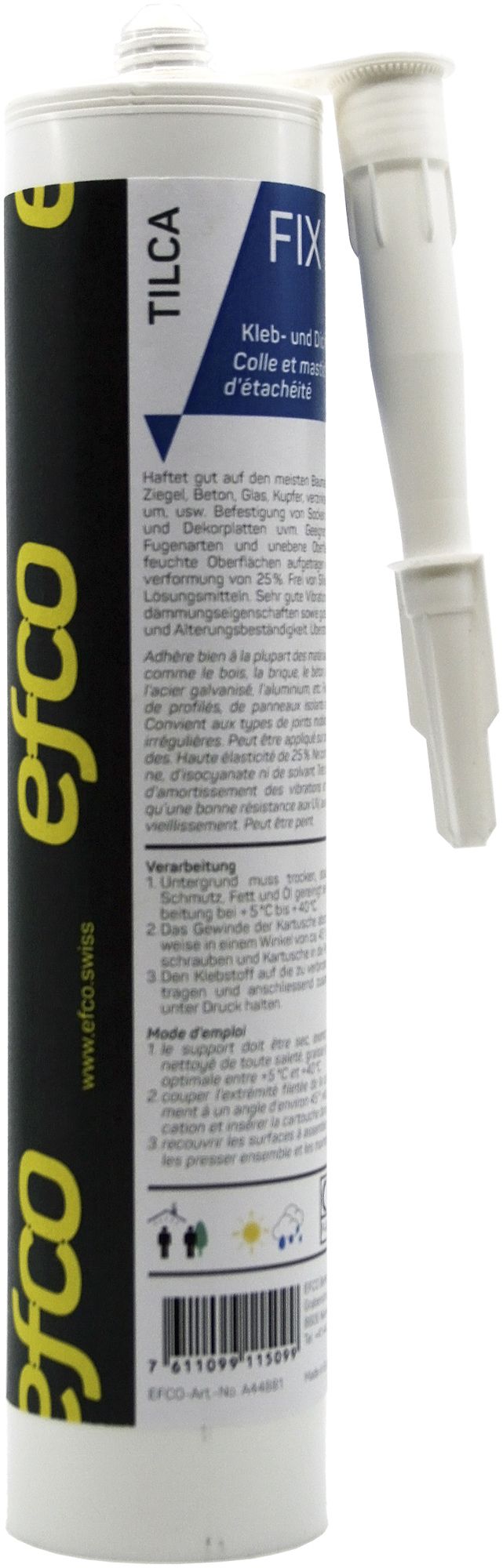 Klebe- und Dichtungsmasse EFCO TILCA FIX KD 290ml 2.4N/mm² 2.5mm/24h grau