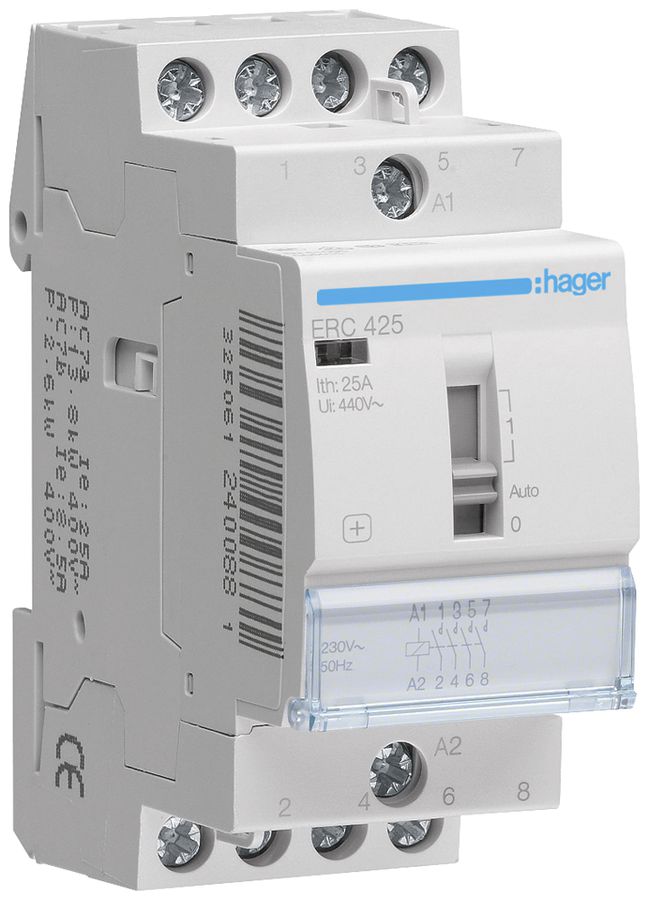 REG-Schütz Hager ERC 230VAC 4 Schliesser 0 Öffner 25A 2TE