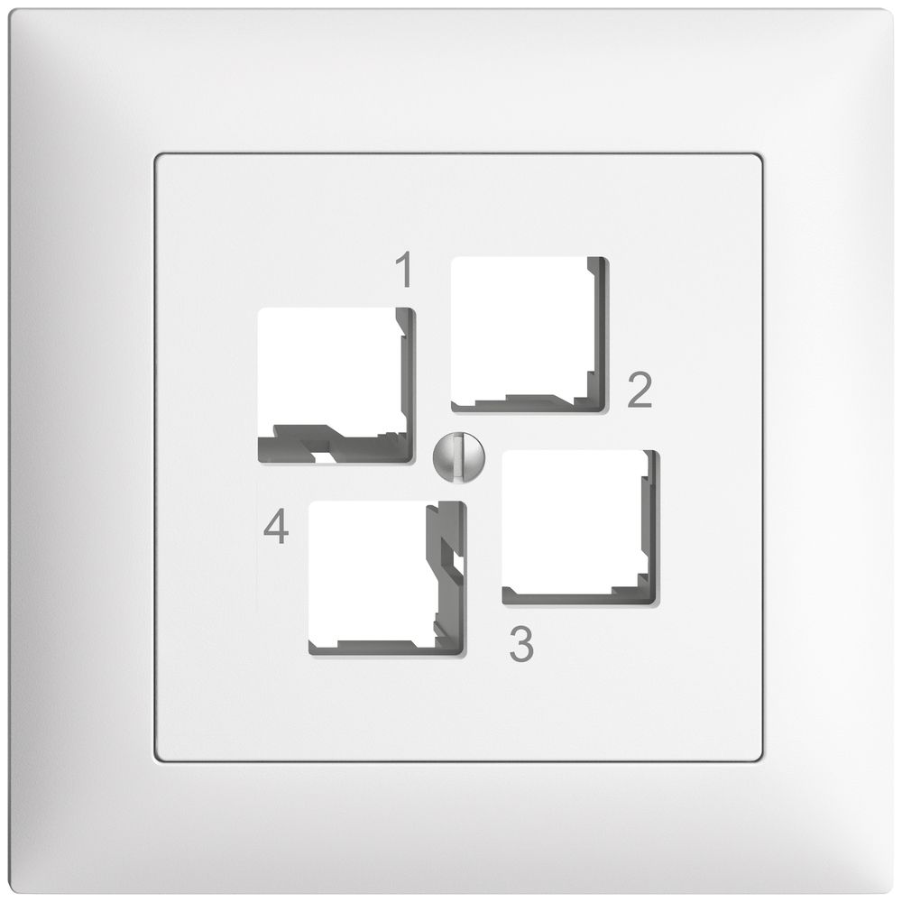 Kit de montage ENC Edue FMI EASYNET S-One, pour 4×RJ45, sortie droite, blanc