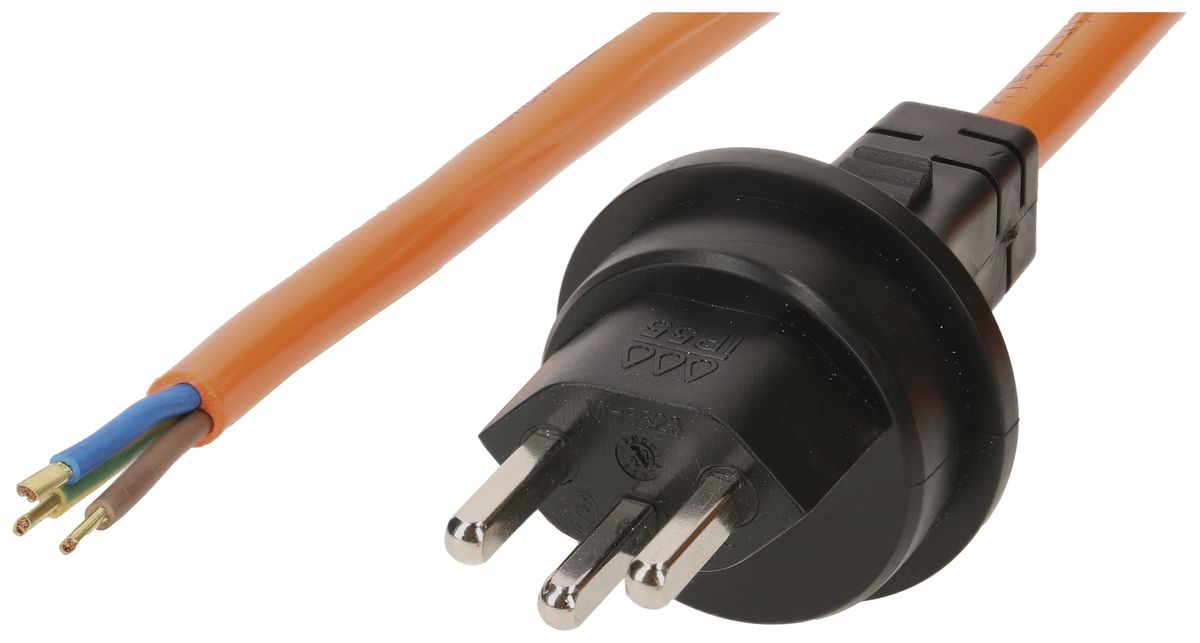 Anschlusskabel MH 3×1.5mm² 5m PUR Stecker T23 angespritzt orange