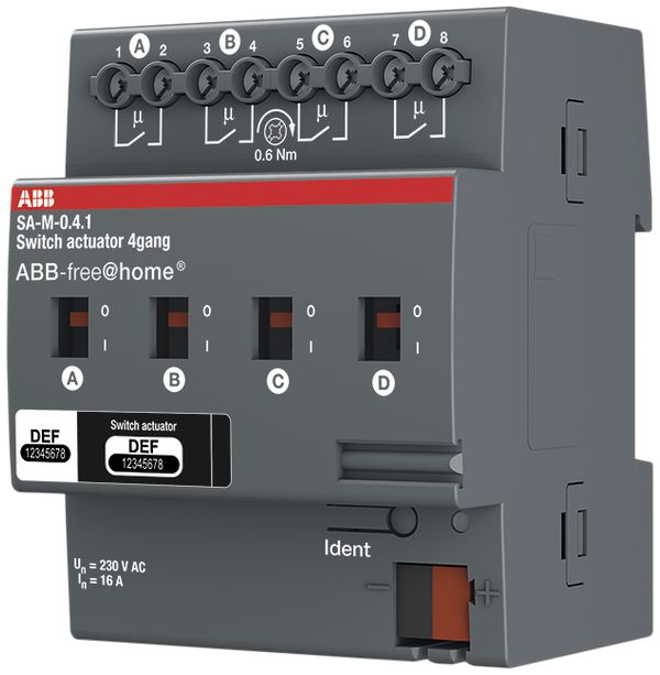 REG-Schaltaktor ABB free@home 4TE 4-fach gr