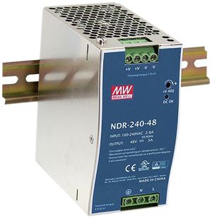EB-Schaltnetzteil MEAN WELL NDR-240-48 IN: 90…264VAC OUT: 48VDC/240W 63mm