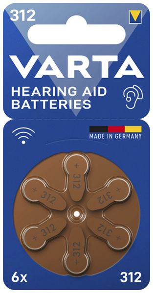 Pila bottone zinco/aria VARTA Hearing Aid 312, blister a 6  pezzi