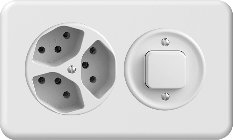 UP-Kombination SDUE 1x2, 3xT13 + Schalter 3/1 ws