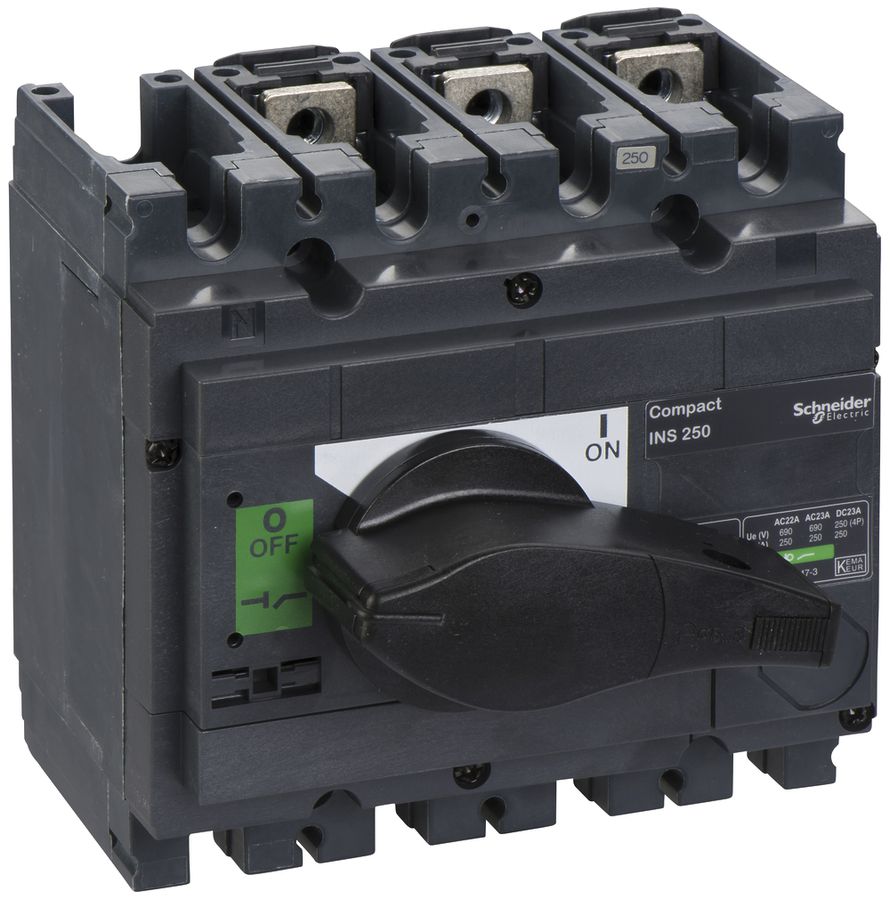 Interupteur de charge Schneider Electric INS 3L 250A avec poignée rotative noir