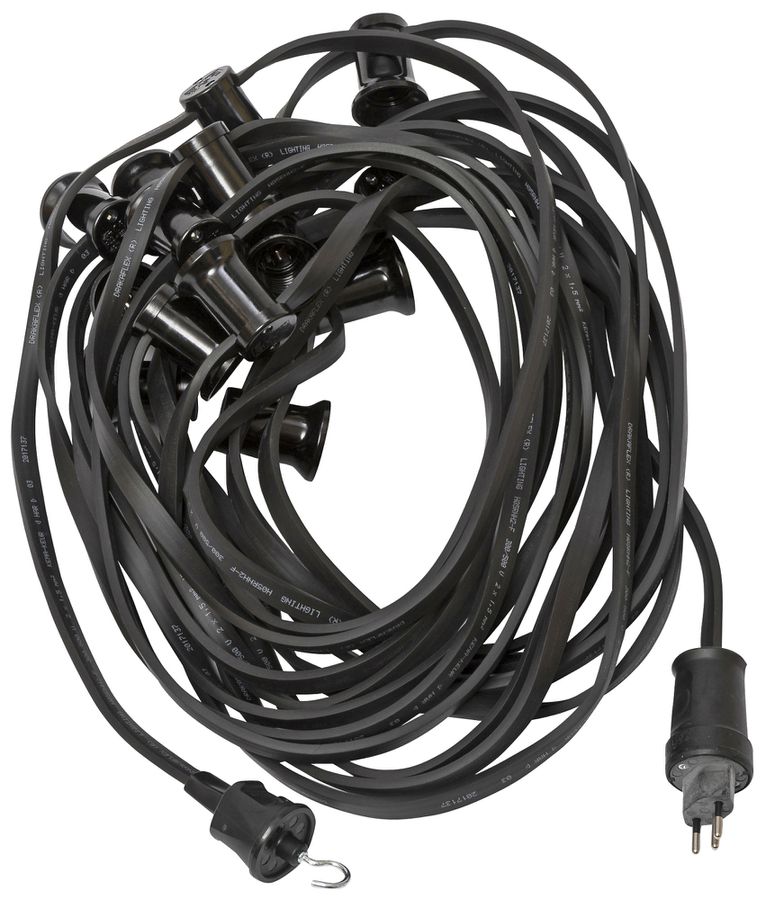 Guirlande d'illumination avec 15 douilles E27, T12, 15m, noir