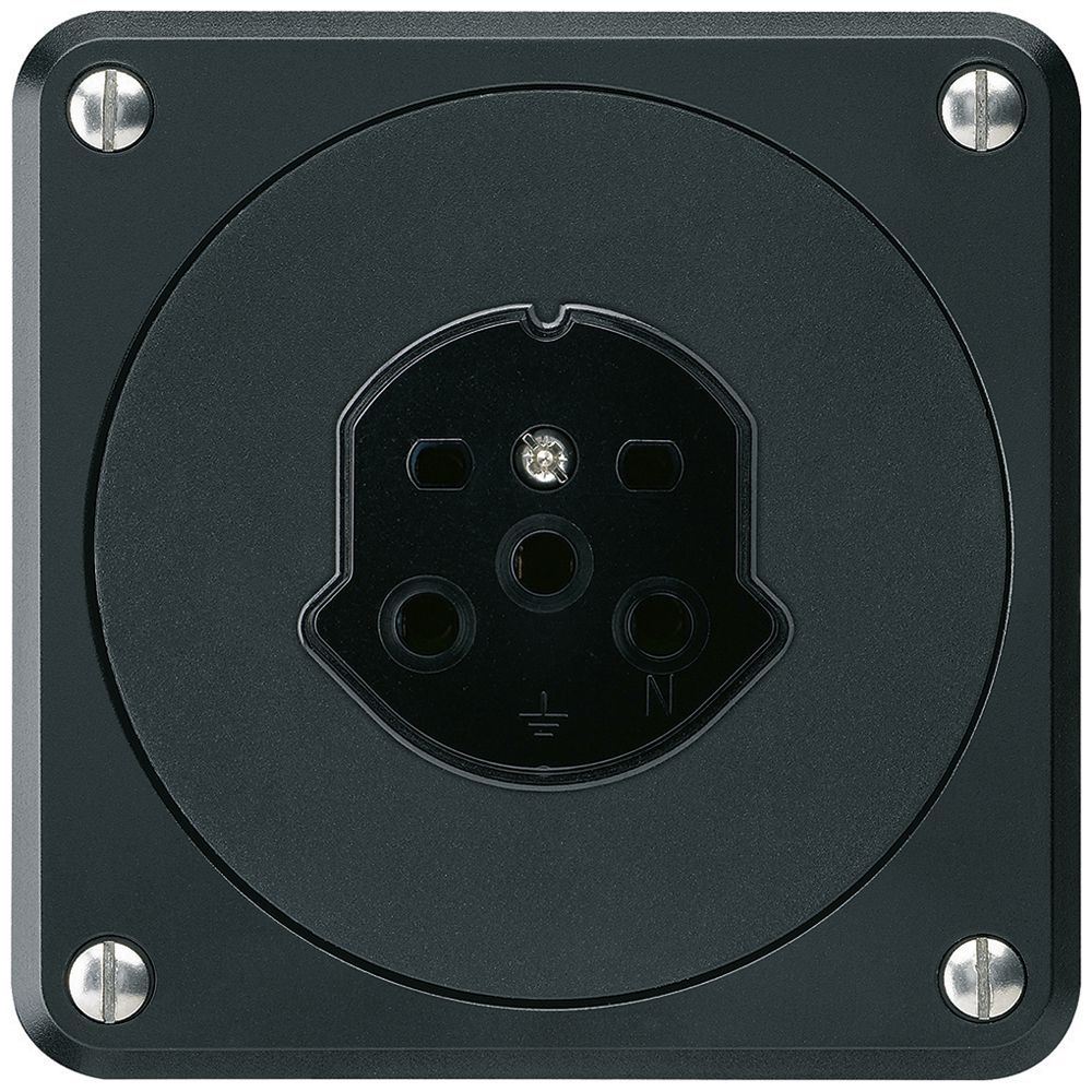 UP-Steckdose robusto Typ 15 schwarz ohne Klappdeckel für Kombination
