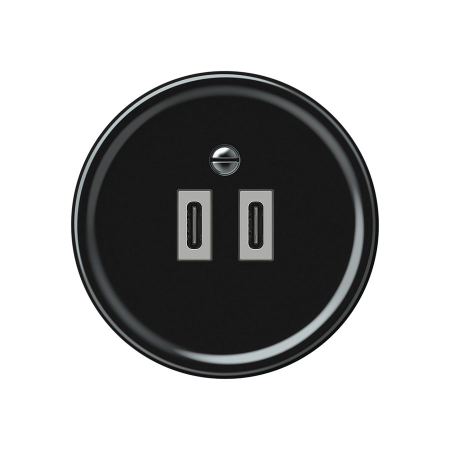 USB-Ladesteckdose origin 2×USB-C 3000mA 5V schwarz