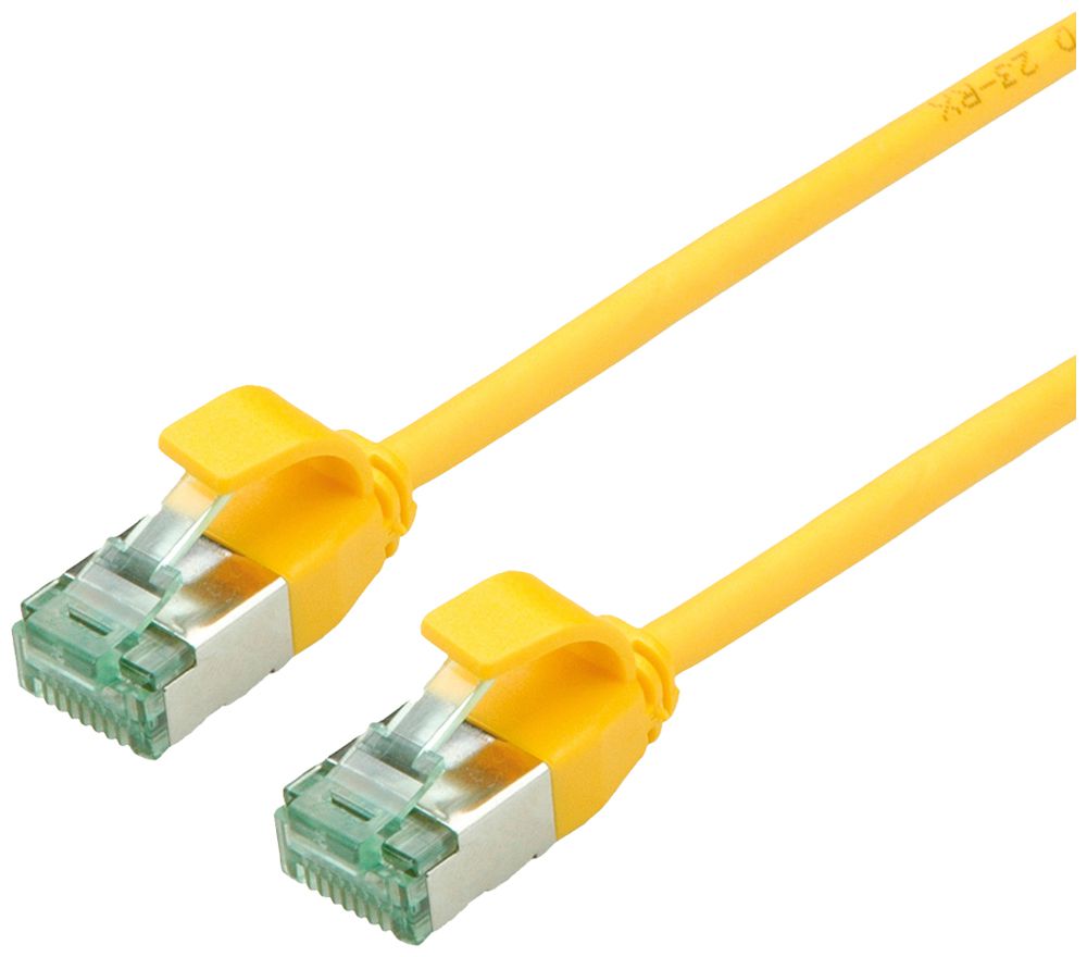 Câble patch RJ45 ROLINE RM DataCenter slim cat.6A U/FTP AWG32 TPE jaune 0.5m