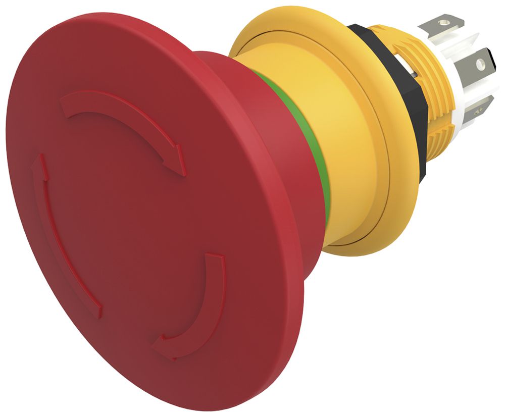 Poussoir à champignon EAO 61 1NC raccord à souder 12…28V Ø16mm rouge/vert