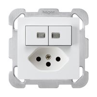 UP-Leuchtkombination 2×A-R/1P+T13 ws kallysto 2 Linsen Kinderschutz Bef.-Platte