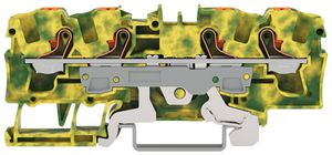 Schutzleiter-Reihenklemme WAGO TOPJOB S 6mm² Push-in 4×1 TH35 grün/gelb