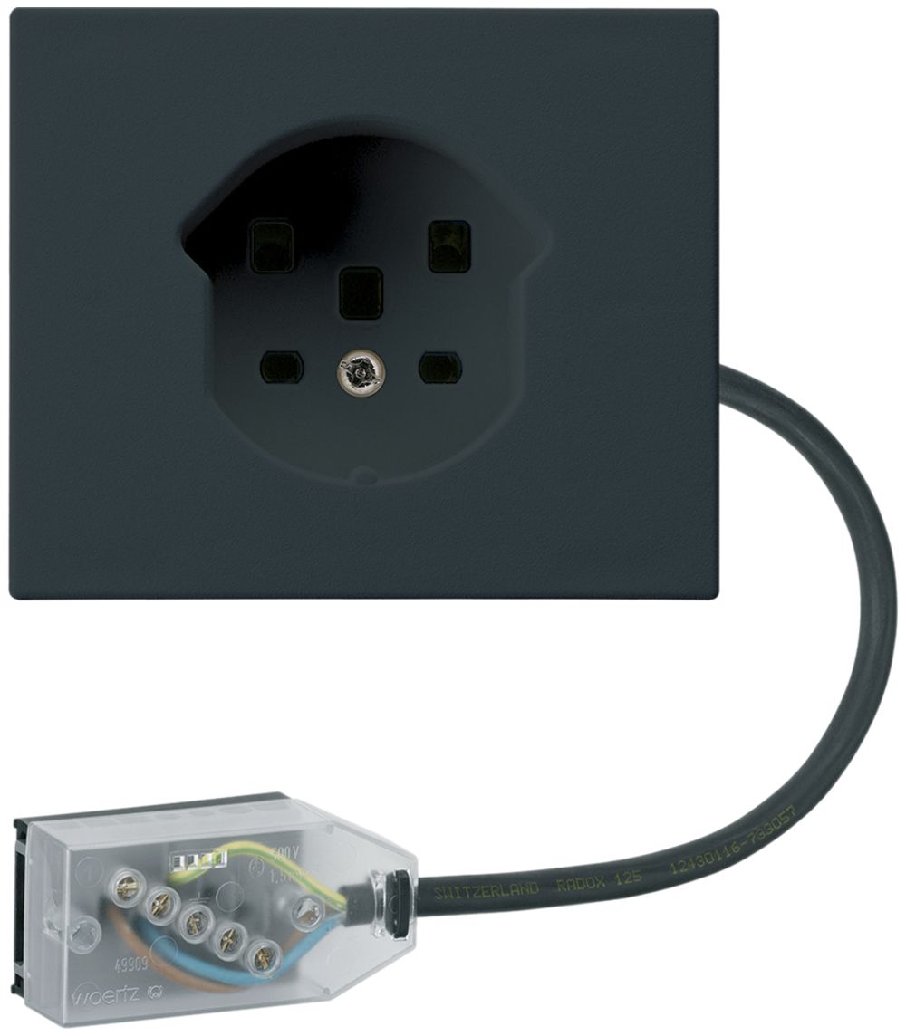 FLF-Steckdose HA Typ 25 mit Steckklemmen m.Flachkabel-Adapter Technofil schwarz