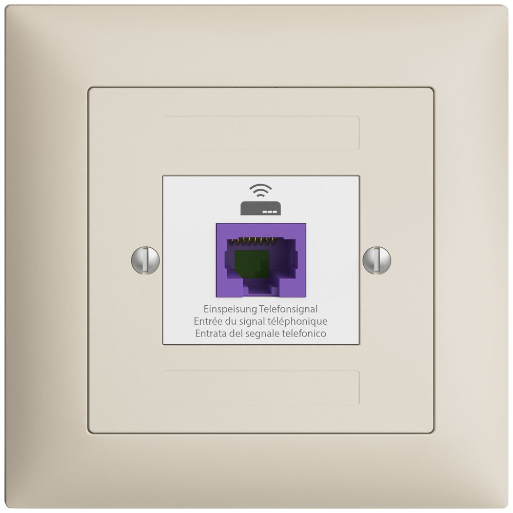 Prise de retour ENC EDIZIOdue FMI 1×RJ45 p.Swisscom VoIP, 8 pôles, UTP, crema