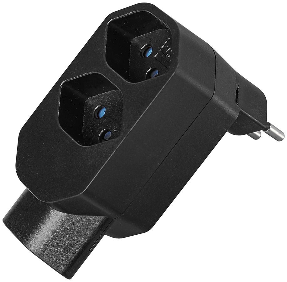 Fiche multiple LINE 2×T13+1×T13 rotative 320° 10A 230V IP20 noir