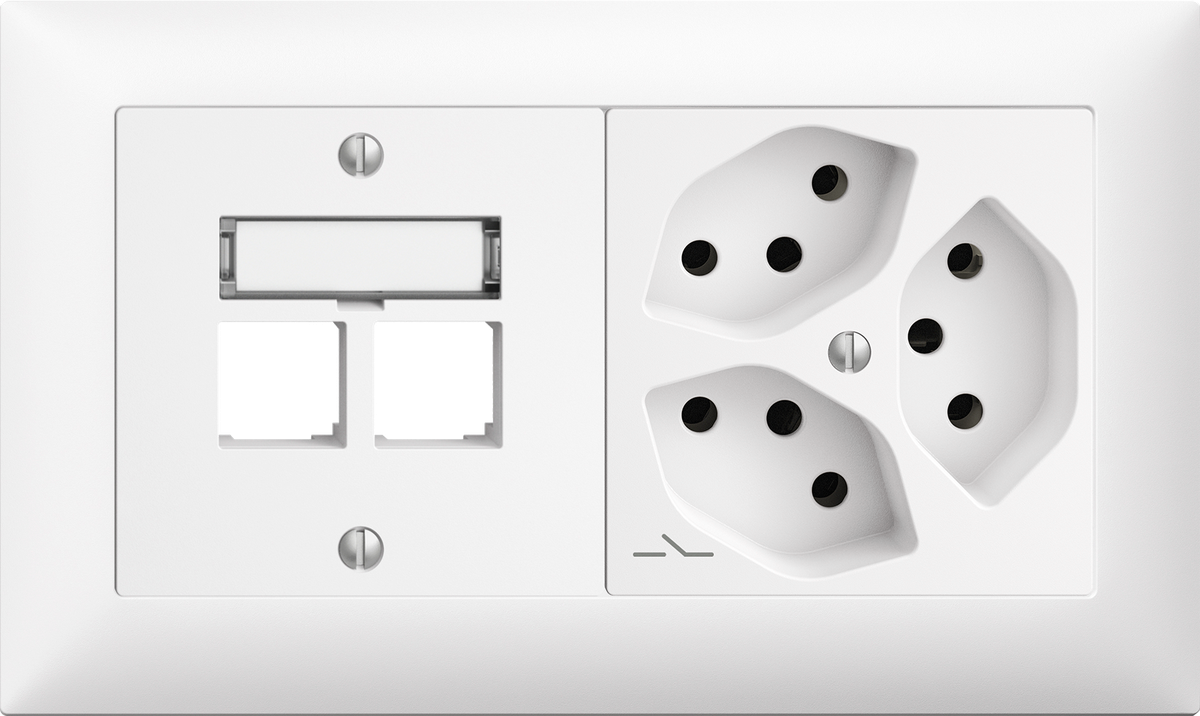 Combinaison ENC Edue 1×2, S-One p.2×RJ45 + Prise 3×T13 1×S bc