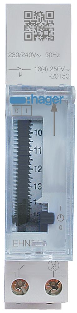 REG-Tagesschaltuhr Hager analog ohne Gangreserve, 1S 16A 1TE
