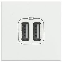 Prise de charge USB INC Axolute 2 modules, double, 5V, 2400mA, blanc