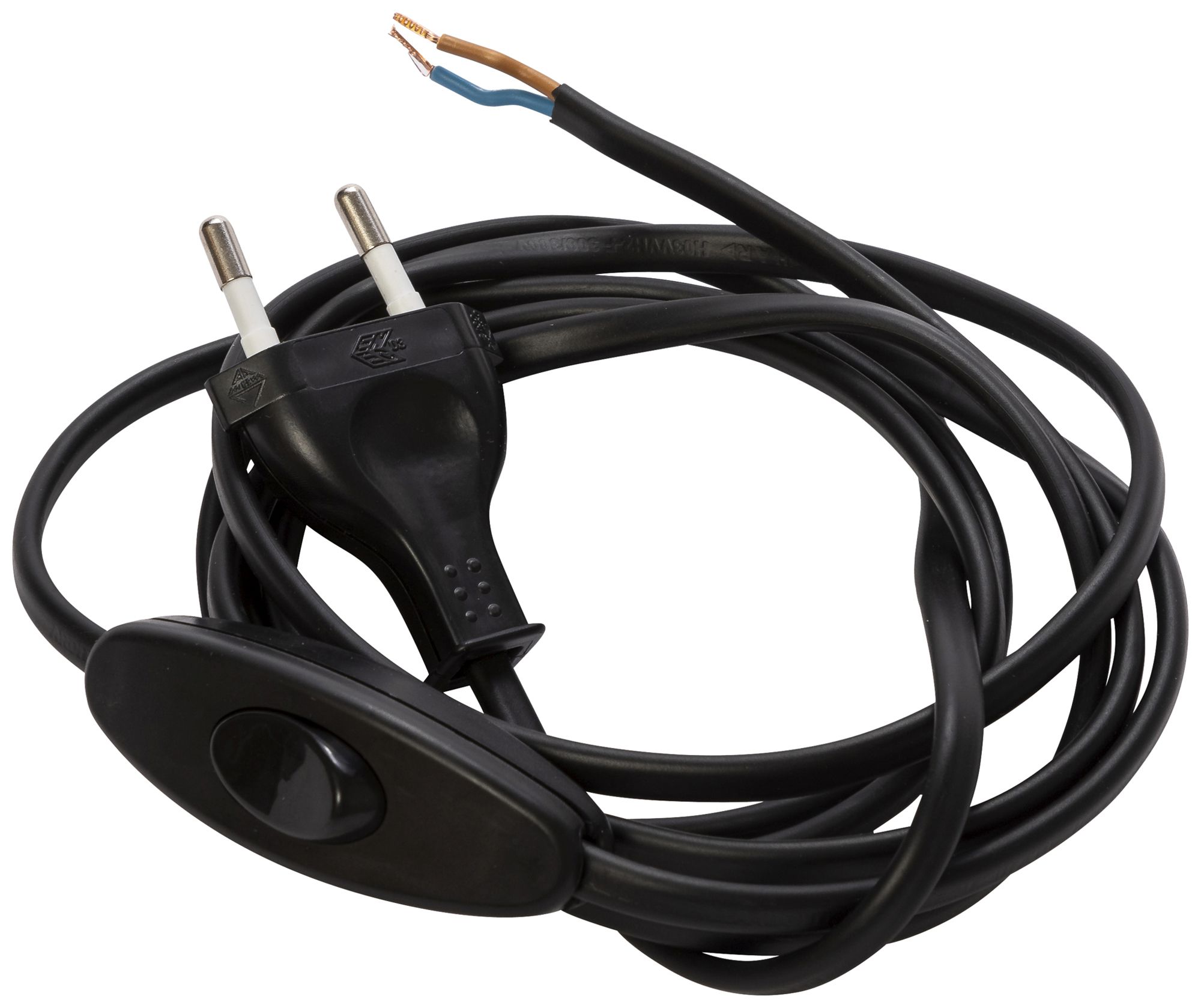 Anschlusskabel ELBRO PVC 2.5A 230V 2×0.75mm² Stecker T11 Schnurschalter 2m sz