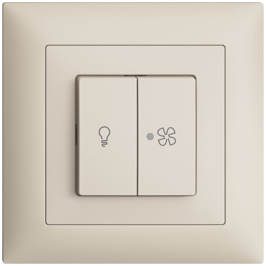 Interruttore INC per luce e ventilaz. EDIZIOdue crema, LED giallo