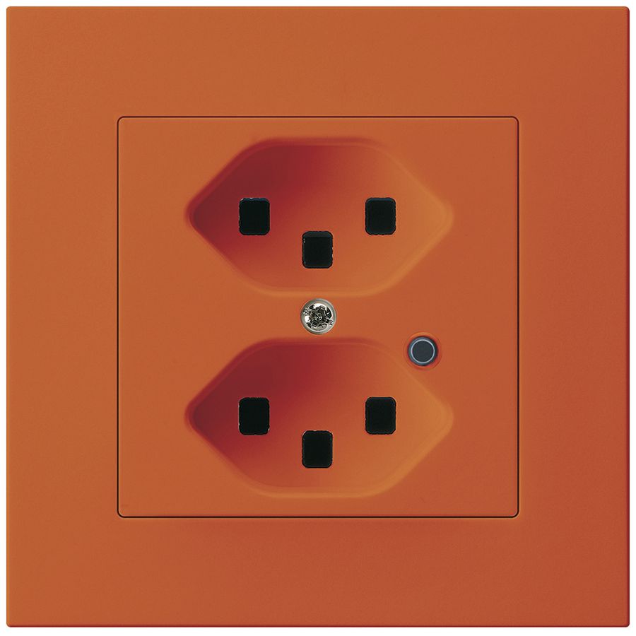 UP-Steckdose Hager KPR, 2×T23, beleuchtet, 16A 250V, orange