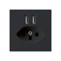 Steckdose 2×USB & T23 kallysto A 2400mA schwarz