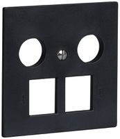 Frontplatte R&M MM 2×RJ45 2×Koax 60×60mm schwarz