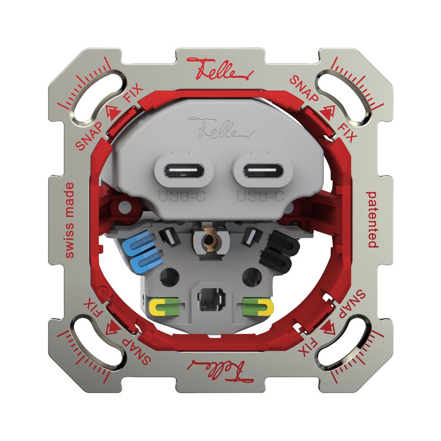 Prise de charge USB ENC Feller SNAPFIX® USB C+C/T13 3A 230VAC