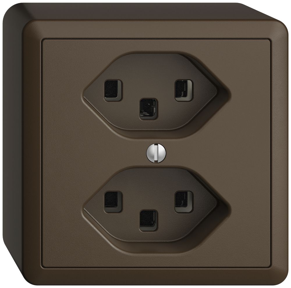 AP-Steckdose 2×T23 16A EDIZIOdue coffee, mit Steckklemmen