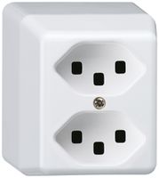Prise AP basico 2×type 23 blanc pour BOMI