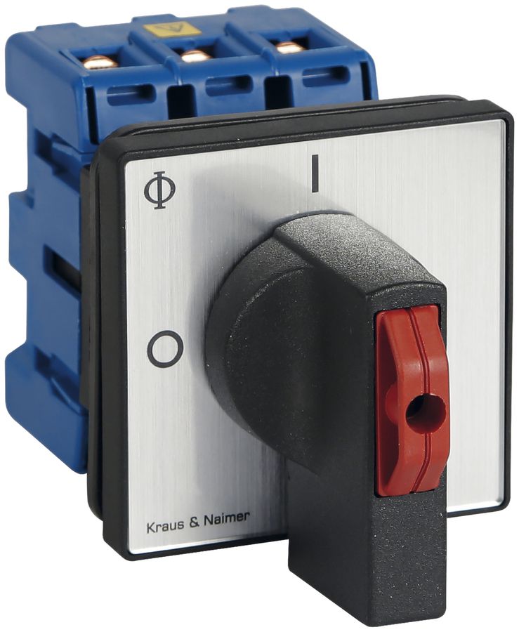 EB-Lasttrennschalter f.Front-EB 3P, 63A, 0-1, silber, 64×64mm, Sperrvor.sz/rt