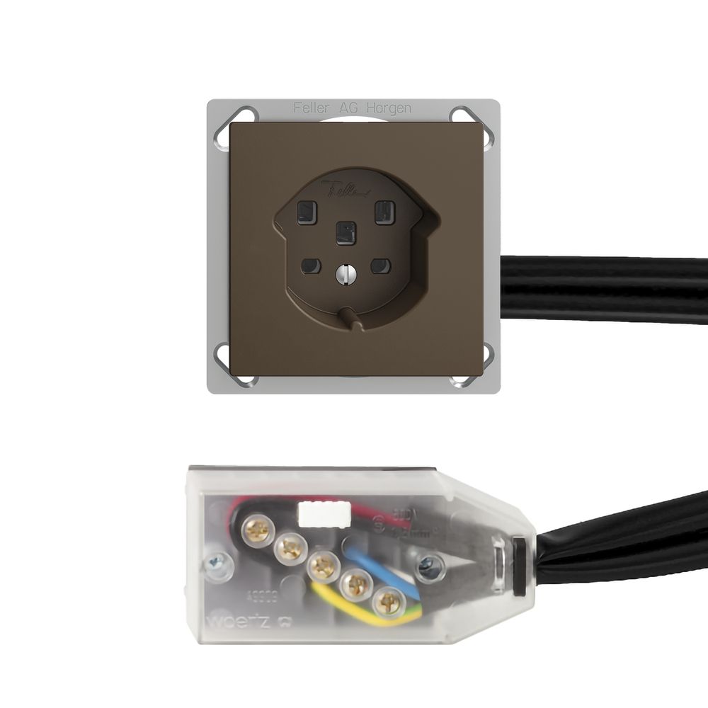 EB-Steckdose EDIZIOdue T25 16A coffee für Flachkabel Technofil