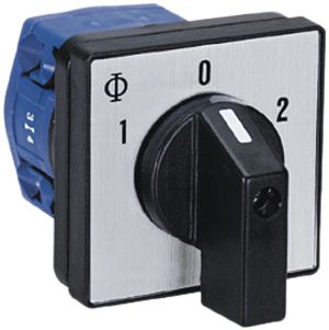 EB-Drehschalter K&N, 20A/690V 2/2L, Griff sz, 48×48mm, Ø6mm, "1-0-2"