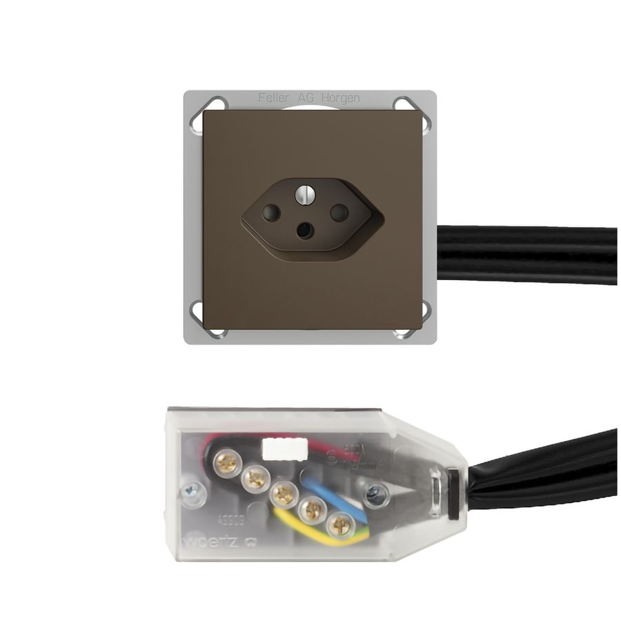 Prise INC EDIZIOdue T13 L2 coffee pour câble plat Technofil